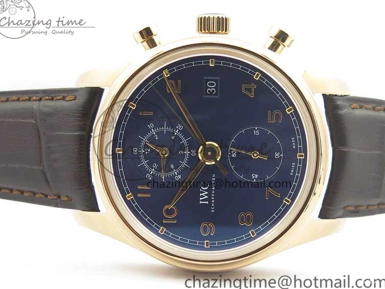 MIROTIME 0101 Portugieser Chrono  42 IW390406 RG ZF 1:1 Best Edition Blue Dial on Brown Leather Strap A Durable 7129